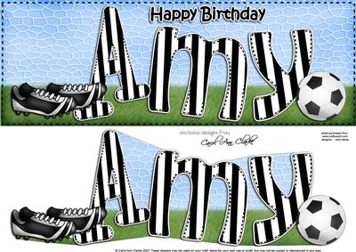 Large Dl Birthday Amy Football Card & 3D Decoupage