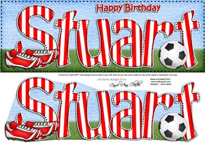 Large Dl Birthday Stuart Football Card & 3D Decoupage