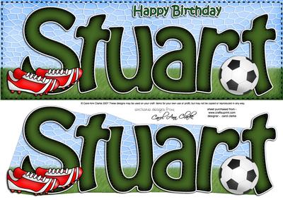 Large Dl Birthday Stuart Football Card & 3D Decoupage