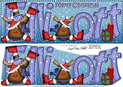 Merry Christmas Elliott Rudolph Large Dl & 3D Decoupage