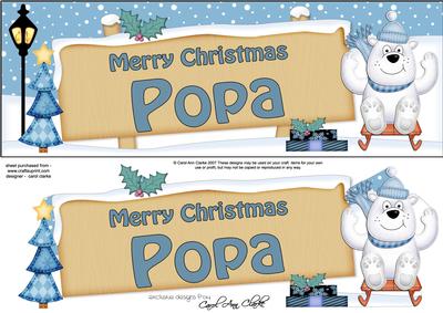 Xmas Popa Polar Bear Signpost Large Dl Easicut 3D Decoupage