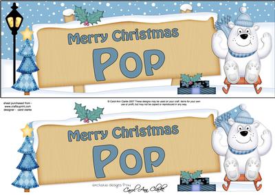Xmas Pop Polar Bear Signpost Large Dl Easicut 3D Decoupage