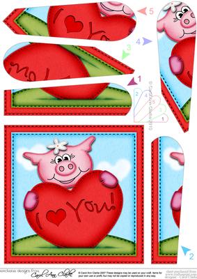 Zoe Piggy's Love Heart Fan Pyramage Topper