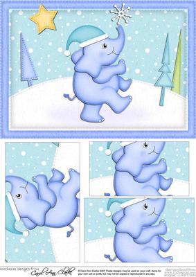 A5 Christmas Elephant Pyramage Topper