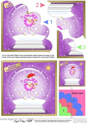 Xmas Bonbon Poodle Dog Snowglobe Shell Edged Stacker
