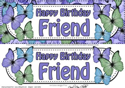 Large Dl Birthday Friend Butterflies Card & 3D Decoupage