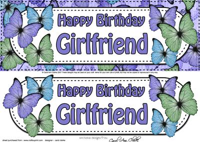 Large Dl Birthday Girlfriend Butterflies Card & 3D Decoupage