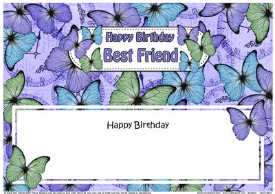 Birthday Best Friend Butterflies Large Dl Matching Insert
