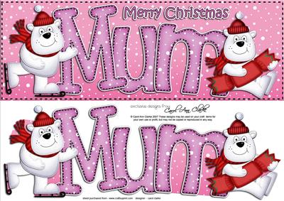 Large Dl Xmas Mum Polar Bears Quick Card 3D Decoupage