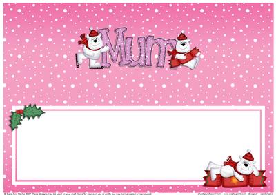 Xmas Mum Polar Bears Matching Large Dl Insert