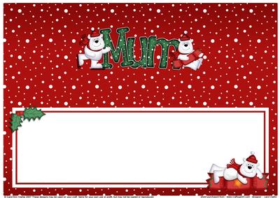 Xmas Mum Polar Bears Matching Large Dl Insert