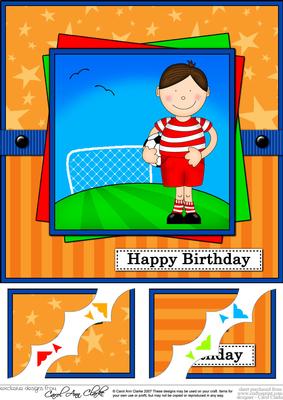 8 x 8 Bazil Plays Football Birthday Scalloped Corner Topper