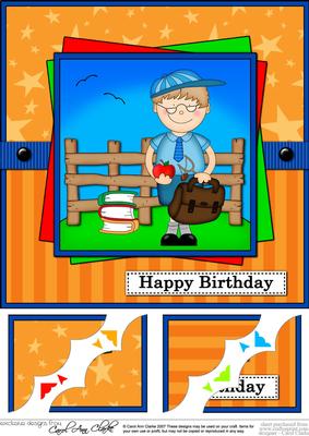 8 x 8 Schoolboy Zeke Birthday Scalloped Corner Topper