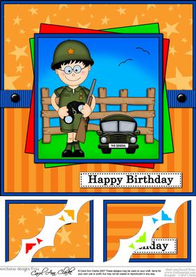 8 x 8 Army Cadet Gazza Birthday Scalloped Corner Topper