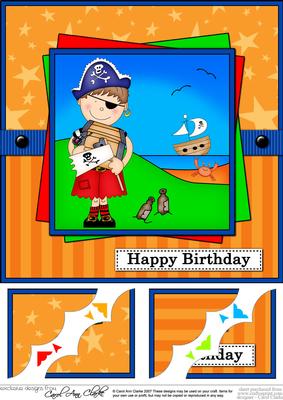 8 x 8 Pirate Joze Birthday Scalloped Corner Topper