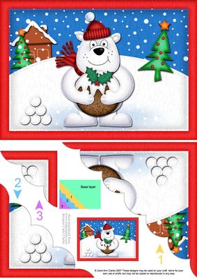 A5 Xmas Ben Polar Bear's Pud Scallop Corner Side Stacker