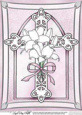 A4 Cross with Lillies