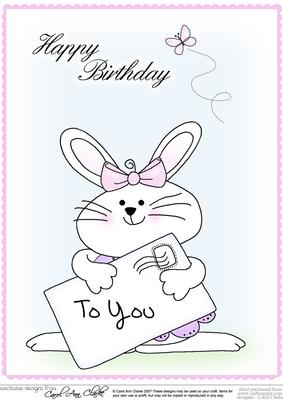 A4 Little Girl Bunny - Birthday