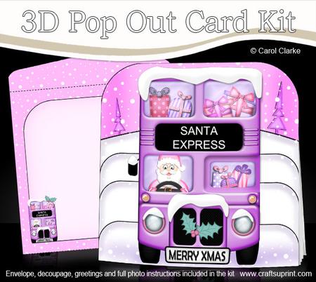 3D Xmas Santa Express Pop Out Card Kit