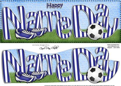 Large Dl Name Day Football Card & 3D Decoupage