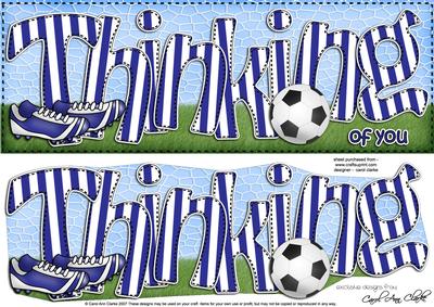 Large Dl Thinking of You Football Card & 3D Decoupage