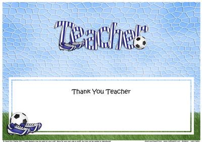 Thank You Teacher Football Matching Large Dl Insert
