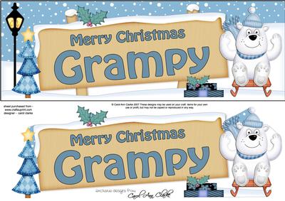 Xmas Grampy Polar Bear Signpost Large Dl Easicut 3D Decoupa