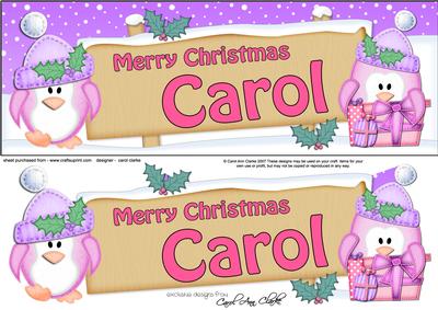 Xmas Carol Penguins Signpost Large Dl Easicut Decoupage