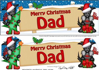 Xmas Dad Scottie Dogs Signpost Large Dl Easicut Decoupage