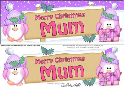 Xmas Mum Penguins Signpost Large Dl Easicut Decoupage