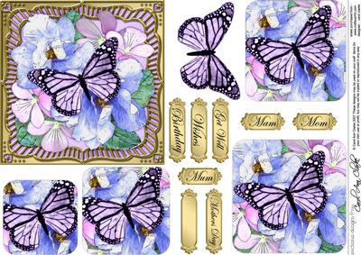 Butterfly Bouquet Round Edged Pyramage & Decoupage