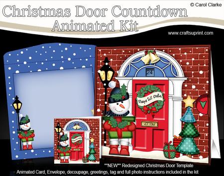 3D Snowman's Present Christmas Door Countdown Animated Card