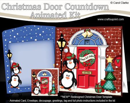 3D Penguins Christmas Door Countdown Animated Card