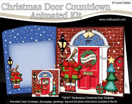 3D Rudolph's Present Christmas Door Countdown Animated Card