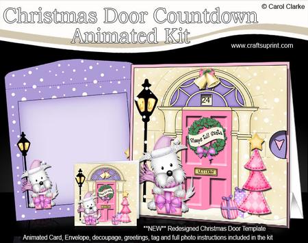 3D Westie Dog Present Christmas Door Countdown Animated Card