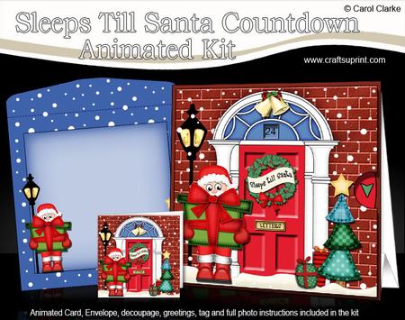 3D Santa's Present Christmas Door Countdown Animated Card