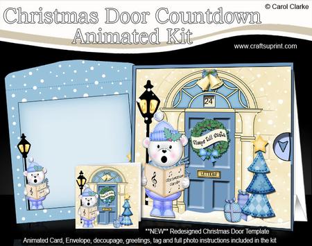 3D Singing Teddy Ed Christmas Door Countdown Animated Card
