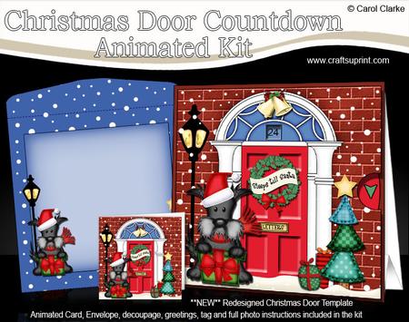 3D Scottie Dog's Present Xmas Door Countdown Animated Card