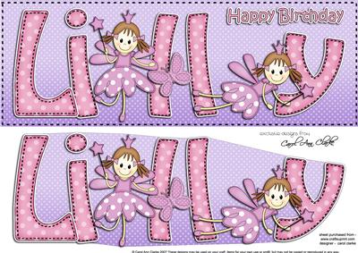 Large Dl Birthday Lilly Fairy Quick Card N 3D Decoupage