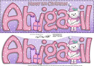First Christmas Abigail Teddy Tess Large Dl & 3D Decoupage