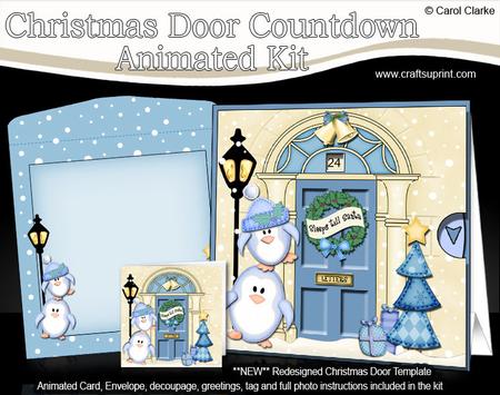 3D Penguins Christmas Door Countdown Animated Card