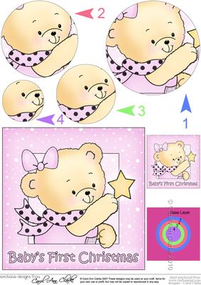 Baby's 1st Christmas Rosie Bear Circle Pyramage Topper