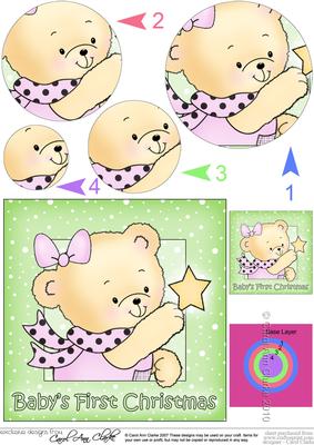 Baby's 1st Christmas Rosie Bear Circle Pyramage Topper