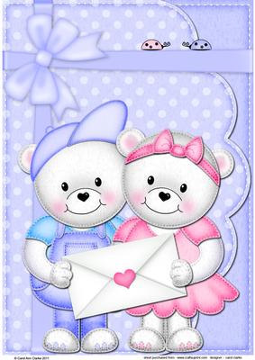 Teddy Ed & Teddy Tess's Love Letter A4 Card Topper
