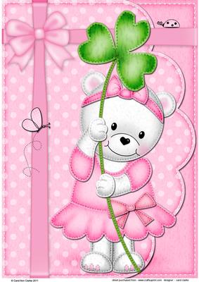 Teddy Tess's Good Luck Clover A4 Card Topper