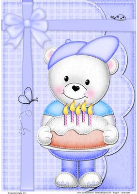 Teddy Ed's Birthday Cake A4 Card Topper