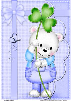 Teddy Ed's Good Luck Clover A4 Card Topper