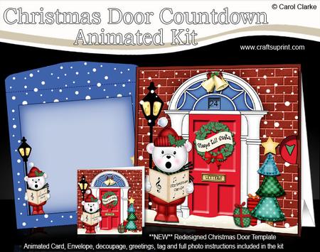 3D Singing Teddy Ed Xmas Door Countdown Animated Card