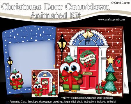 3D Hoot Owl's Present Xmas Door Countdown Animated Card