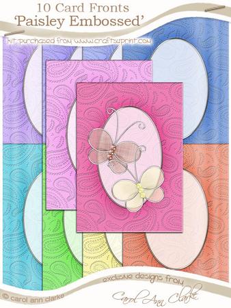 'paisley Embossed' Summer Mists Card Fronts Kit